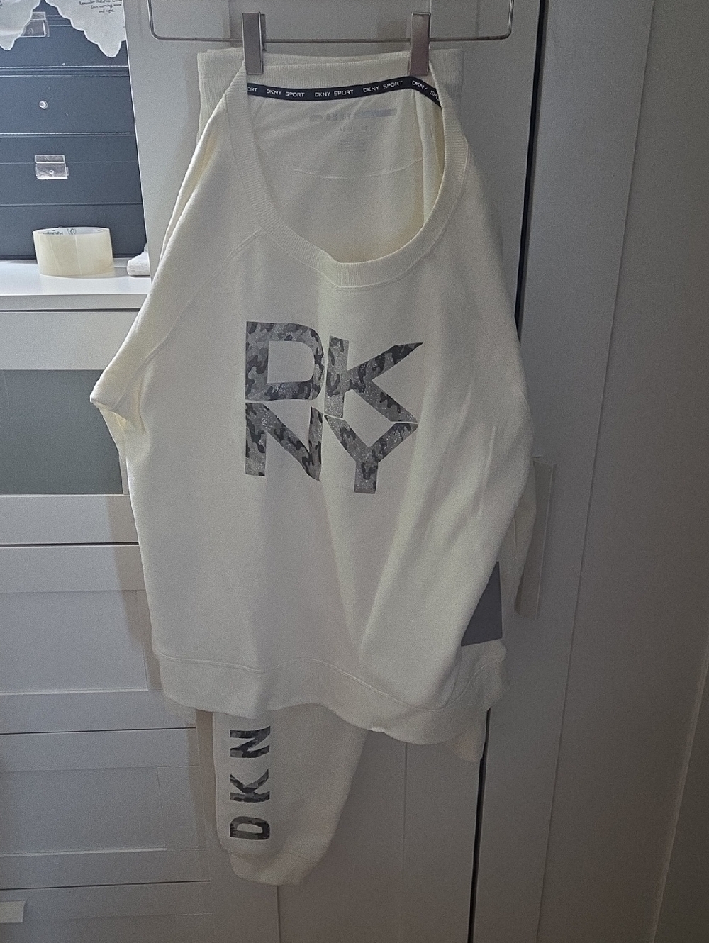 DKNY Cream Logo Sweat Suit with Camouflage Print